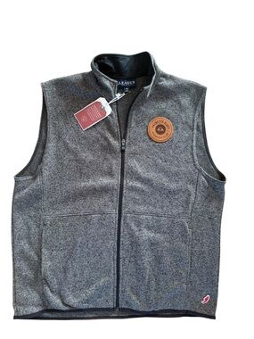 League Men’s Heather Gray Full-Zip Fleece Vest with Chest Patch